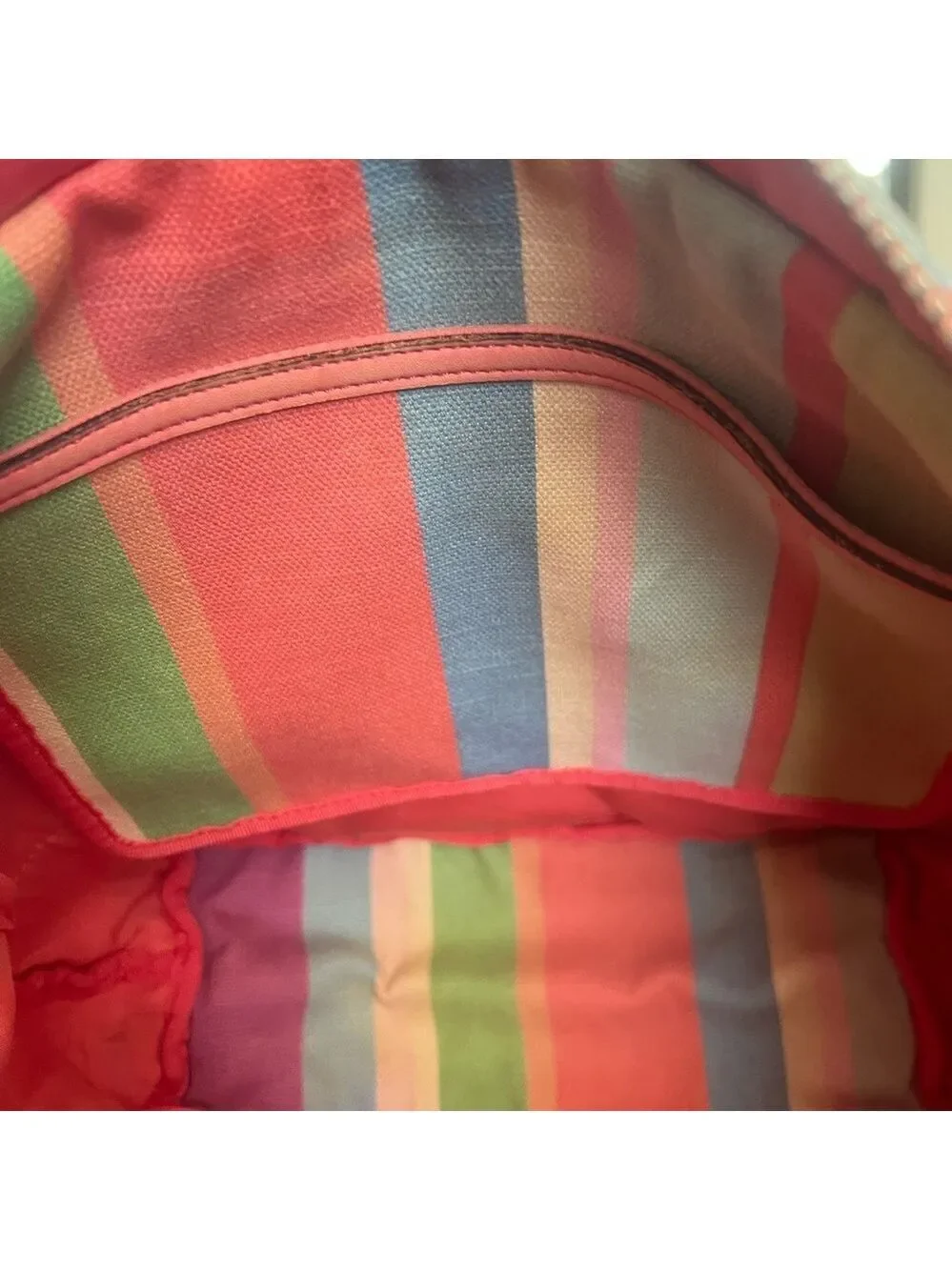 COACH Hamptons Legacy Striped Canvas & Leather Bag Clean EUC